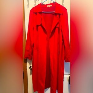 Red Velvet Trench Coat